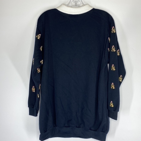 Vintage Maternity Christmas Teddy New Arrival Black Collared Sweatshirt Large - Picture 2 of 5